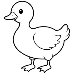 Charming Fluffy Duckling A Simple Vector Waddle