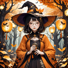 Halloween anime witch girl