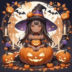Halloween anime witch girl