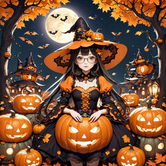 Halloween anime witch girl