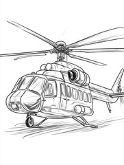 Fototapeta premium Helicopter outline drawing for coloring book
