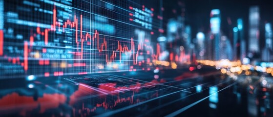 Fototapeta premium Financial Data and Cityscape