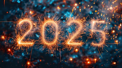 Celebrate the arrival of 2025 with vibrant sparklers and a festive atmosphere on New Year\'s Eve