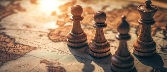 Chess Pieces on World Map