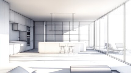 Modern Kitchen Interior Design Sketch