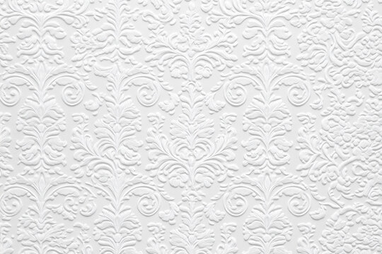 White embossed victorian style paper, luxury vinted wallpaper