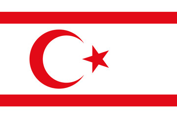 Obraz premium National Flag Turkish Republic of Northern Cyprus, TRNC, red star and crescent slightly to the left of the centre between two horizontal red bars on a white field