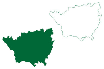 Fototapeta premium Namakkal district (Tamil Nadu State, Republic of India) map vector illustration, scribble sketch Namakkal map