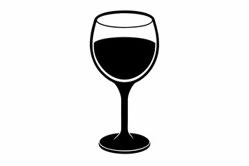 Elegant glass of wine silhouette vector illustration perfect for parties or decor design