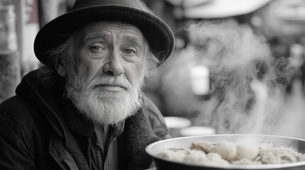 Oderman op straat in azie, hij bereid streetfood