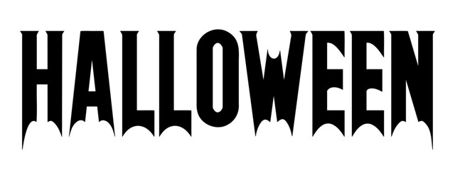 Fototapeta premium Black horizontal halloween text banner isolated on white background. Vector illustration