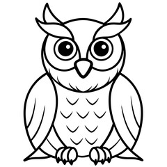 Owl with Sharp Feather Tufts and Piercing Eyes - Vector Art