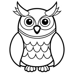 Owl with Sharp Feather Tufts and Piercing Eyes - Vector Art
