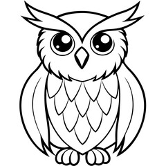 Owl with Sharp Feather Tufts and Piercing Eyes - Vector Art