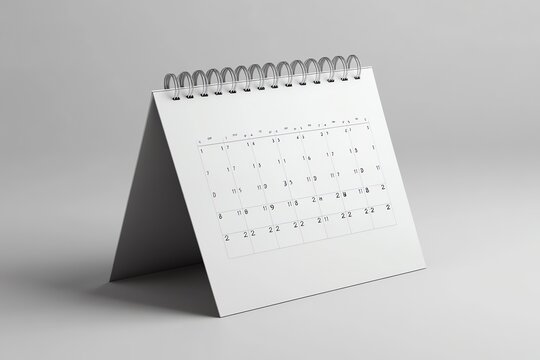 White Desk Calendar With Spiral Binding and Blank Dates