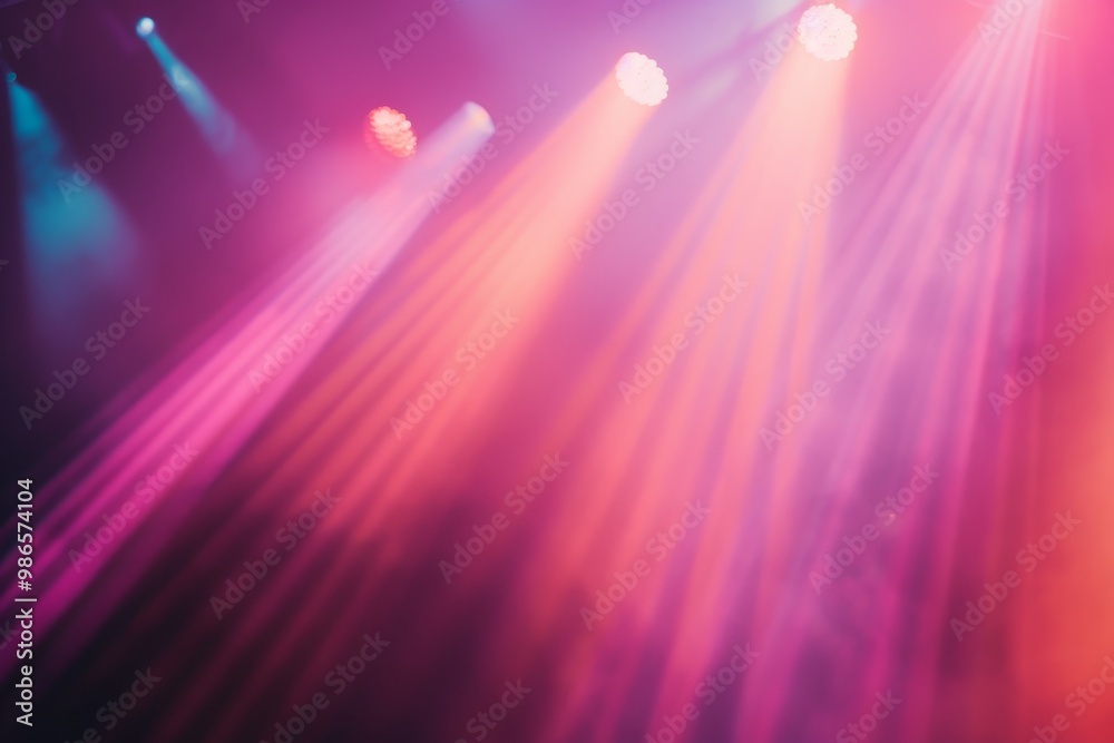 Poster dynamic stage lighting in vibrant hues illuminating an entertainment venue during a live performance