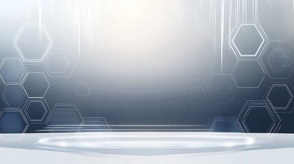 Obraz premium Abstract futuristic background with a white platform and hexagonal patterns.
