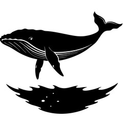 Whale Silhouette Beneath Water Shadow Art Vector