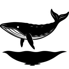 Whale Silhouette Beneath Water Shadow Art Vector