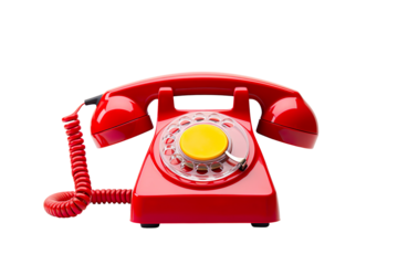 an old fashioned red telephone isolated on transparent background