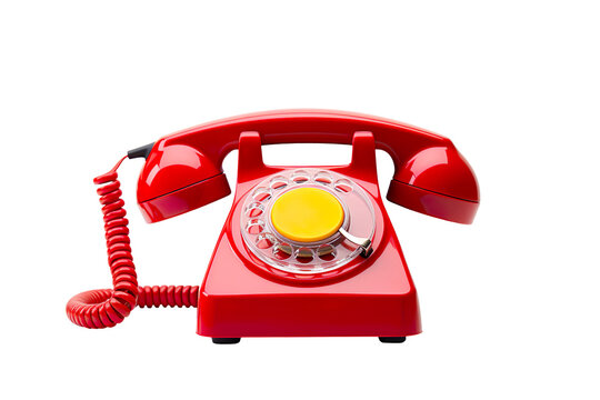 an old fashioned red telephone isolated on transparent background - Powered by Adobe