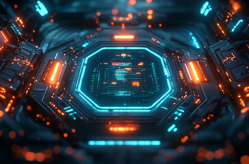 Rounded Hexagonal Frame with Neon-Green and Blue Borders