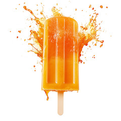 an orange popsicle with splashes, cut out