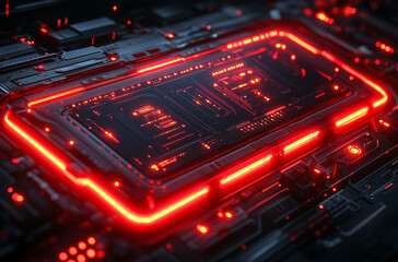 Obraz premium Rounded Rectangle Header with Thin Neon-Red Border: Vibrant Elegance