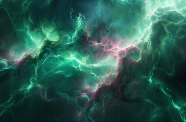 Plasma Tendrils Intertwining Vibrant Green and Pink Strands