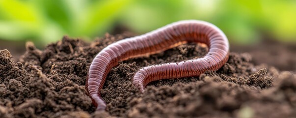 Fototapeta premium Earthworms processing organic matter in healthy farmland soil