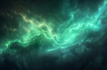 Fototapeta premium Plasma Waves Crashing: Arcs of Electric Green and Blue