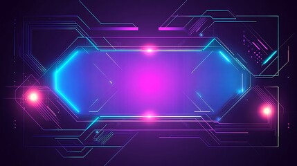 Obraz premium Abstract futuristic background with glowing lines and a blue hexagon in the center.