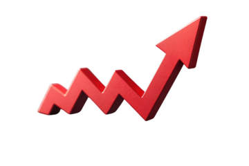 PNG red line graph indicating upward growth and progress isolated on transparent background.