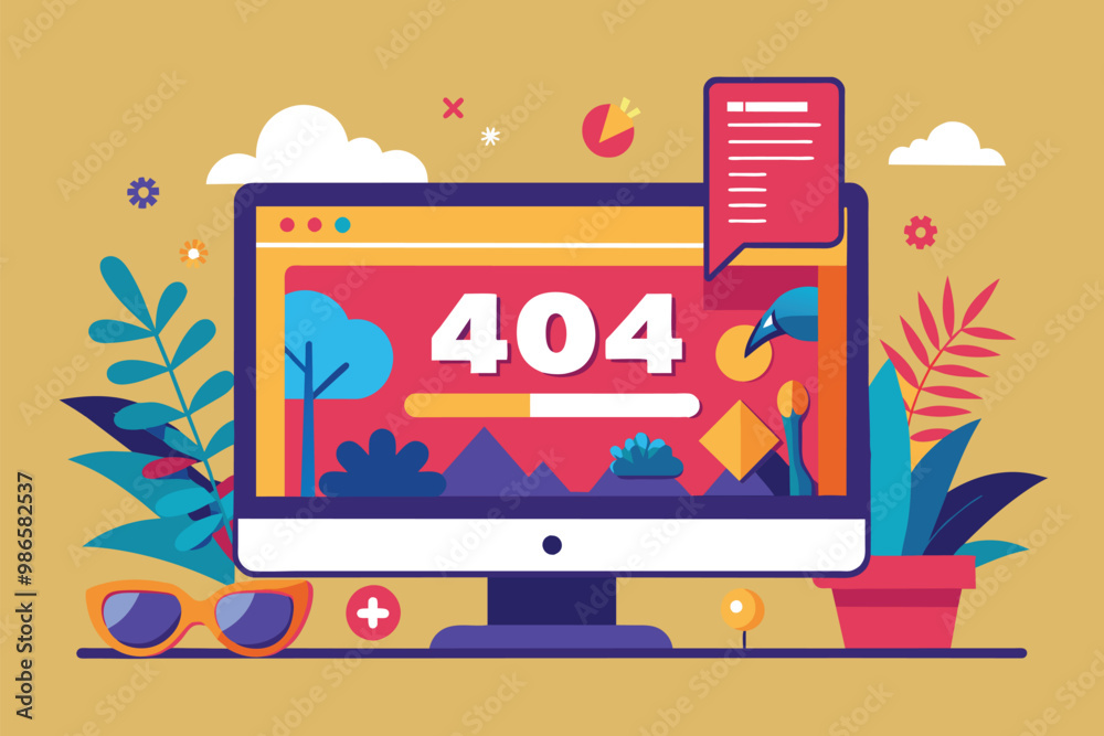 Poster the design features a vibrant 404 error message, highlighting a lack of internet connection on a com