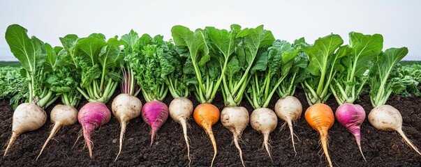Fertile soil supporting diverse root crops in an organic farming system