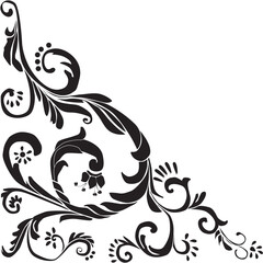 black on white abstract curled triangular