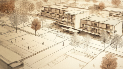 Urban architectural plan of a modern building complex