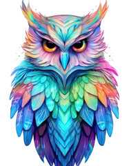 Obraz premium Colorful owl with sharp eyes
