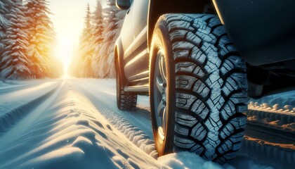 wheel of a truck in snow 