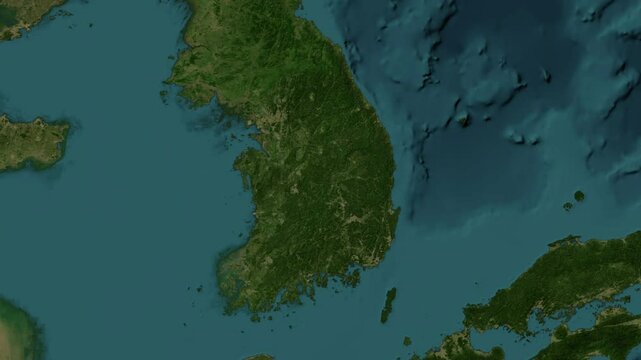 Zoom from Earth to South Korea. (No Border) World map animation with highlighted borders of countries. Images from NASA
