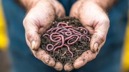 Soil enriched with earthworm castings, promoting nutrient availability for plants