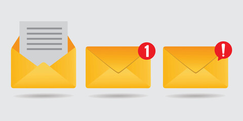 Email Icons Read Messages, Incoming Notifications, and Urgent Messages