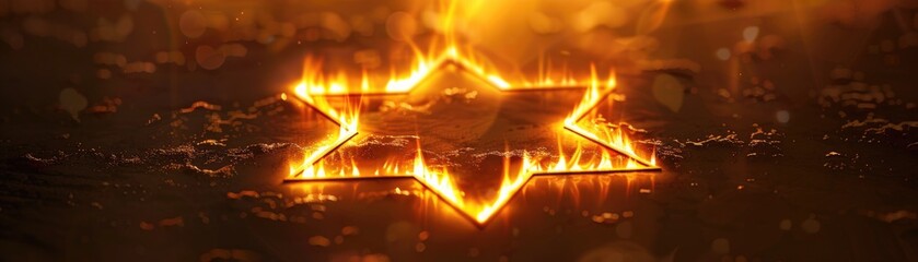 Fototapeta premium Fiery star of david for jewish holidays and symbolism. AI