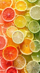 Vibrant citrus slices in colorful arrangement for fresh and zesty inspiration. AI