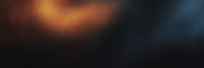Grainy noisy poster background, dark cyan and warm amber color wave, black backdrop, noise texture effect