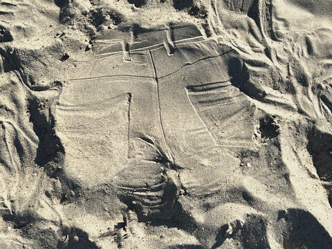 Hosenabdruck im Strandsand