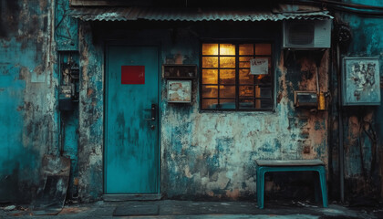 Old turquoise exterior building