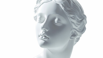 Gypsum copy of ancient statue venus head isolated on white background. plaster white sculpture woman face. Sculpture. Illustration