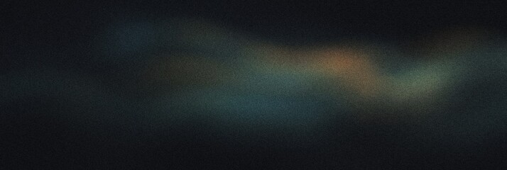 Grainy noisy poster background, dark teal and warm amber color wave, black backdrop, noise texture effect