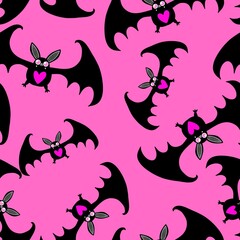 Halloween animals seamless bats vampire pattern for wrapping paper and fabrics